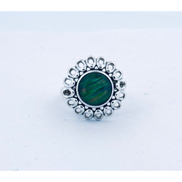 Designer Kameleon Jewelry - Estate Kameleon Sterling Silver 925 Interchangeable Ring Green Abalone